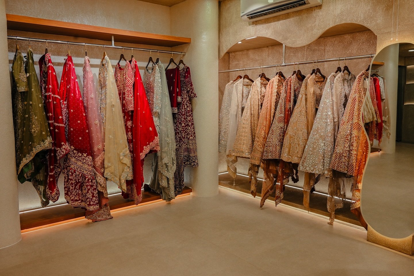Kasavu and gold-border sarees at Mahalekshmi Silks showroom